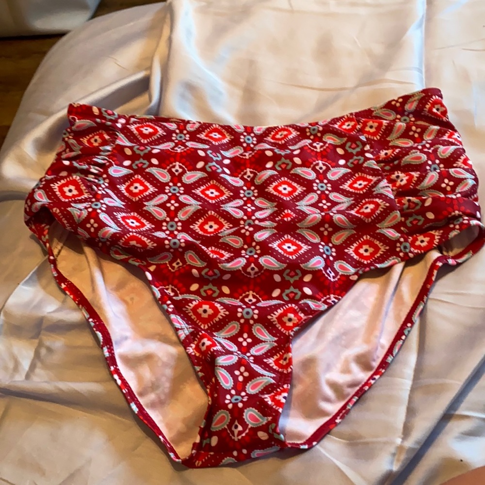 High waisted res printed bikini bottom sz m